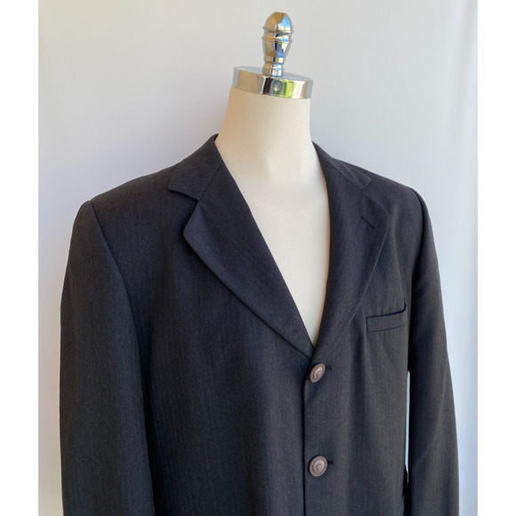 Vtg Gianni Versace Blazer Mens Gray Herringbone Notch Lapel Jacket 52 US 44/46R - Picture 6 of 9